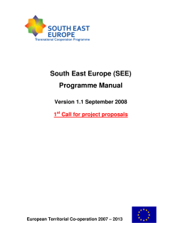 South East Europe (SEE) Programme Manual Version 1.1 September 2008