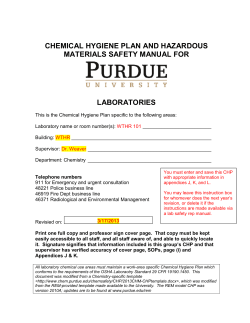 CHEMICAL HYGIENE PLAN AND HAZARDOUS MATERIALS SAFETY MANUAL FOR LABORATORIES