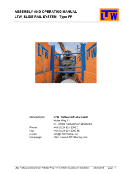 ASSEMBLY AND OPERATING MANUAL LTW SLIDE RAIL SYSTEM - Type FP
