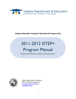 2011-2012 ISTEP+ Program Manual  Indiana Statewide Testing for Educational Progress-Plus