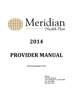 2014 PROVIDER MANUAL Revised September 2014