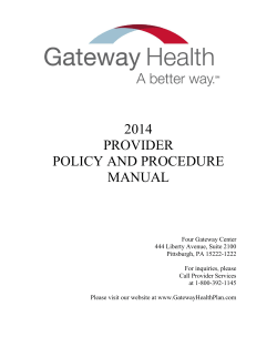 2014 PROVIDER POLICY AND PROCEDURE