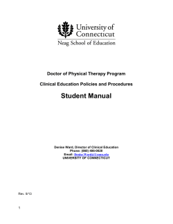 Student Manual Doctor of Physical Therapy Program Clinical Education Policies and Procedures