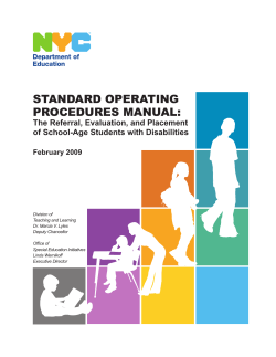 Standard Operating prOcedureS Manual: The Referral, Evaluation, and Placement
