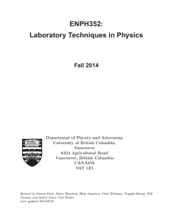 ENPH352: Laboratory Techniques in Physics Fall 2014