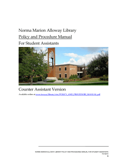 Norma Marion Alloway Library Policy and Procedure Manual For Student Assistants