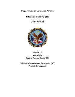 Department of Veterans Affairs Integrated Billing (IB) User Manual