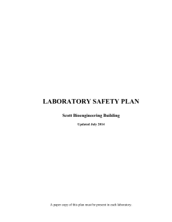LABORATORY SAFETY PLAN Scott Bioengineering Building