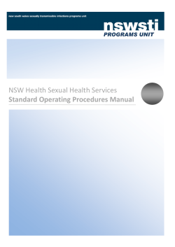 NSW Health Sexual Health Services Standard Operating Procedures Manual PROGRAMS UNIT