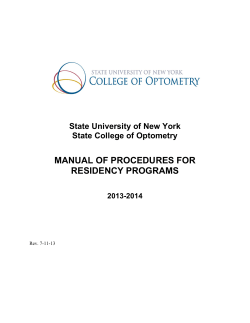MANUAL OF PROCEDURES FOR RESIDENCY PROGRAMS  State University of New York