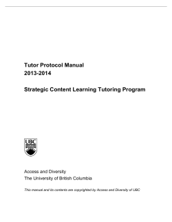 Tutor Protocol Manual 2013-2014 Strategic Content Learning Tutoring Program