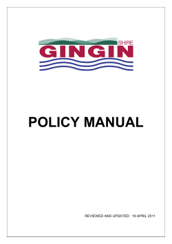 POLICY MANUAL  REVIEWED AND UPDATED:  19 APRIL 2011