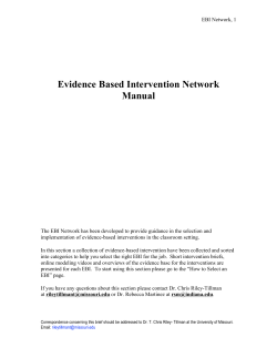 Evidence Based Intervention Network Manual