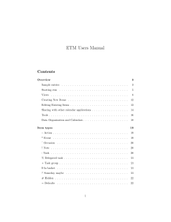 ETM Users Manual Contents