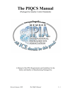 The PIQCS Manual (Packaged Ice Quality Control Standards)