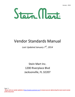 Vendor Standards Manual Stein Mart Inc. 1200 Riverplace Blvd