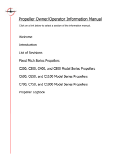 Propeller Owner/Operator Information Manual
