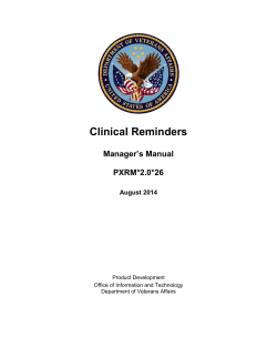 Clinical Reminders  Manager’s Manual PXRM*2.0*26