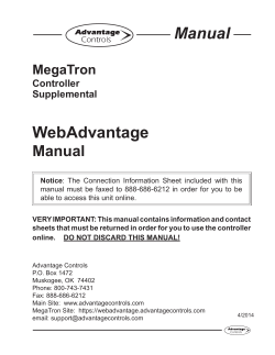 Manual WebAdvantage MegaTron Controller