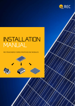 Installation manual REC PEak EnERgy SERiES PhotovoltaiC modulES