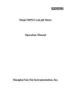 Model MP511 Lab pH Meter Operation Manual Shanghai San-Xin Instrumentation, Inc.