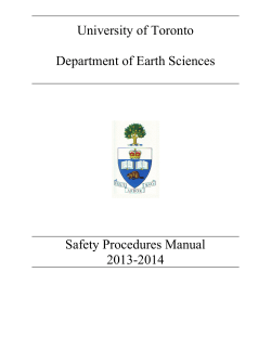 University of Toronto  Department of Earth Sciences Safety Procedures Manual