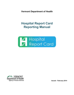 Hospital Report Card Reporting Manual  Vermont Department of Health