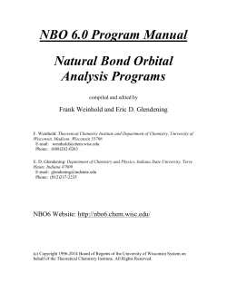 NBO 6.0 Program Manual Natural Bond Orbital Analysis Programs