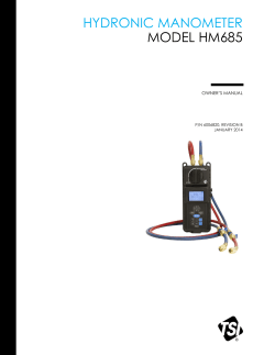HYDRONIC MANOMETER MODEL HM685  OWNER’S MANUAL