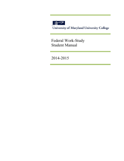 Federal Work-Study Student Manual 2014-2015