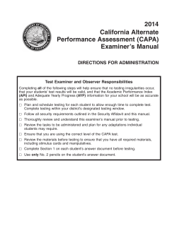 2014 California Alternate Performance Assessment (CAPA) Examiner’s Manual