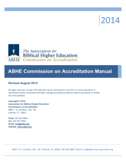 2014 ABHE Commission on Accreditation Manual Revised August 2014