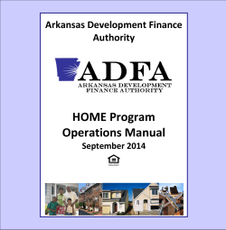 HOME Program Operations Manual Arkansas Development Finance