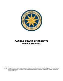 KANSAS BOARD OF REGENTS POLICY MANUAL