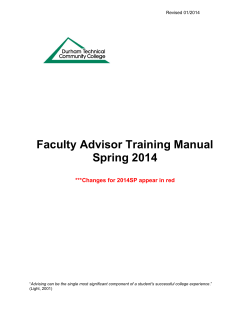 Faculty Advisor Training Manual Spring 2014  ***Changes for 2014SP appear in red