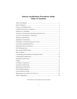 Kansas Certification Procedures Guide Table of Contents