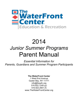 2014 Parent Manual Junior Summer Programs