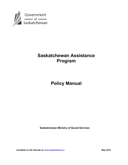 Saskatchewan Assistance Program Policy Manual
