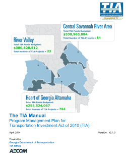 The TIA Manual Program Management Plan for