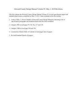 Howard County Design Manual Volume IV, May 1, 2014 Revisions