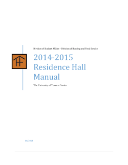 2014‐2015 Residence	Hall Manual The University of Texas at Austin