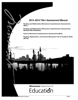 2010 Title I Assessment Manual 2013–2014 Title I Assessment Manual