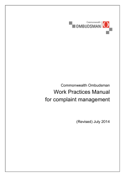 Work Practices Manual for complaint management  Commonwealth Ombudsman