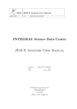 INTEGRAL Science Data Centre JEM-X Analysis User Manual ISDC