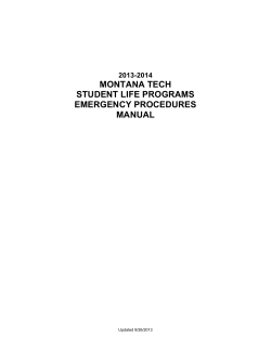 MONTANA TECH STUDENT LIFE PROGRAMS EMERGENCY PROCEDURES