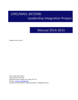 LDRS/MAEL 697/698: Leadership Integration Project Manual 2014-2015