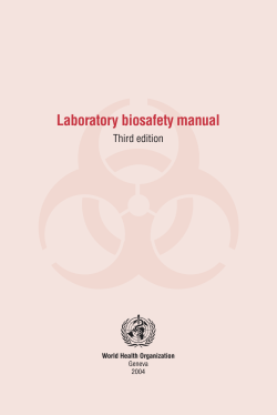 Laboratory biosafety manual Third edition World Health Organization Geneva