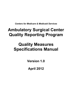 Ambulatory Surgical Center Quality Reporting Program  Quality Measures
