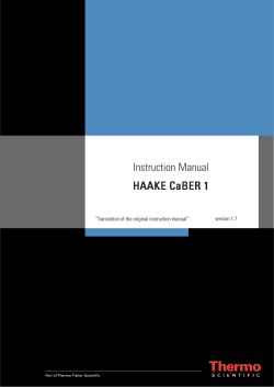 Instruction Manual HAAKE CaBER 1 version 1. “Translation of the original instruction manual“