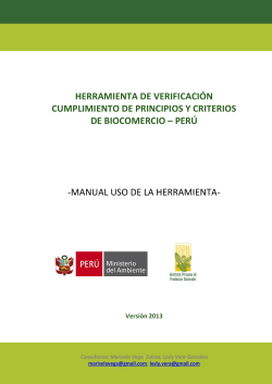 HERRAMIENTA DE VERIFICACIÓN CUMPLIMIENTO DE PRINCIPIOS Y CRITERIOS DE BIOCOMERCIO – PERÚ